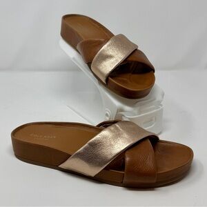 Cole Haan Brown and Rose Gold Slide Sandals with Ergonomic Footbed sz 8